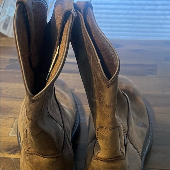 Rocky Brown Leather Boots Rugged Pull-On Style - Picture 3 of 6